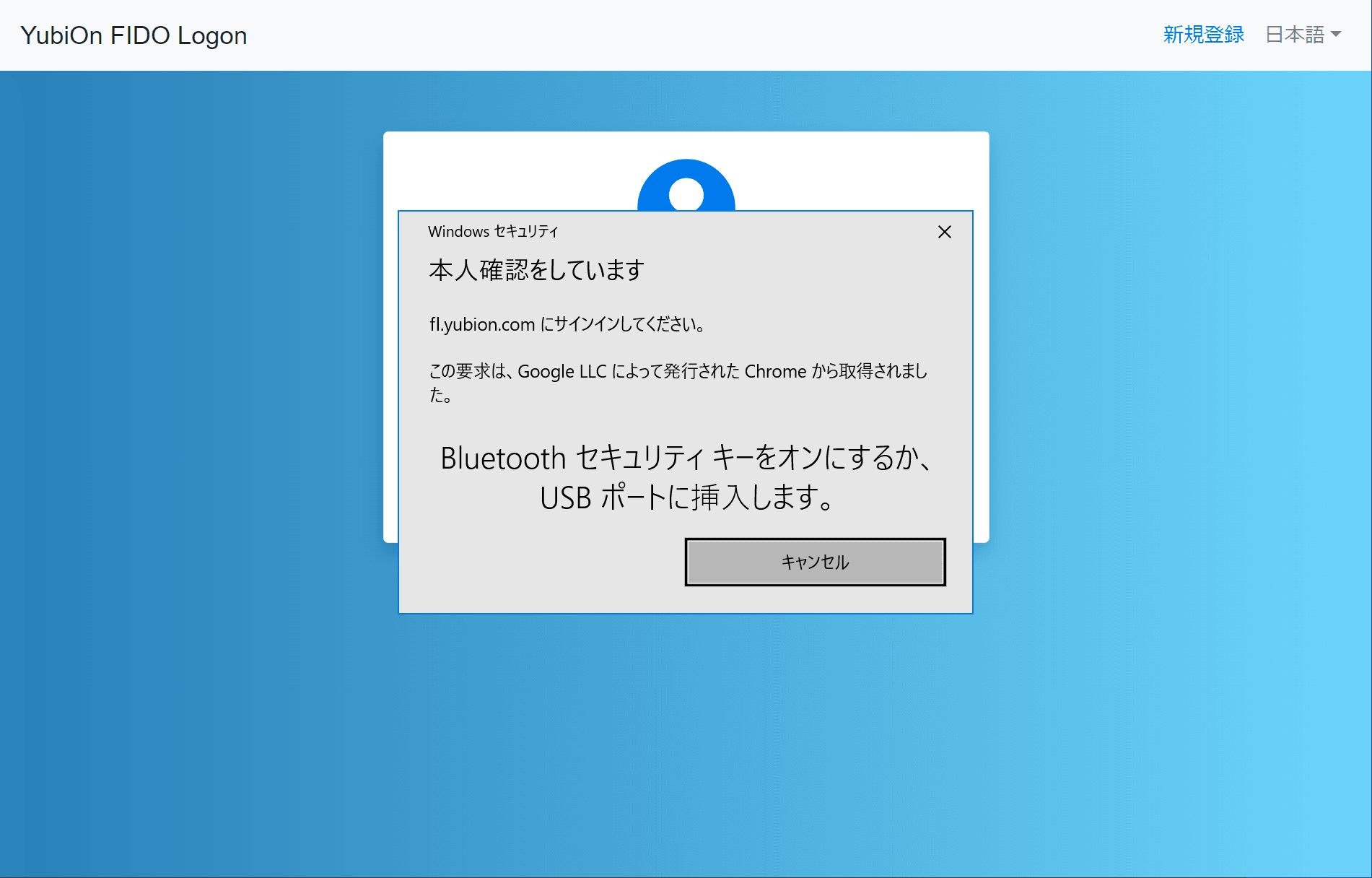 セキュリティキー呼び出し