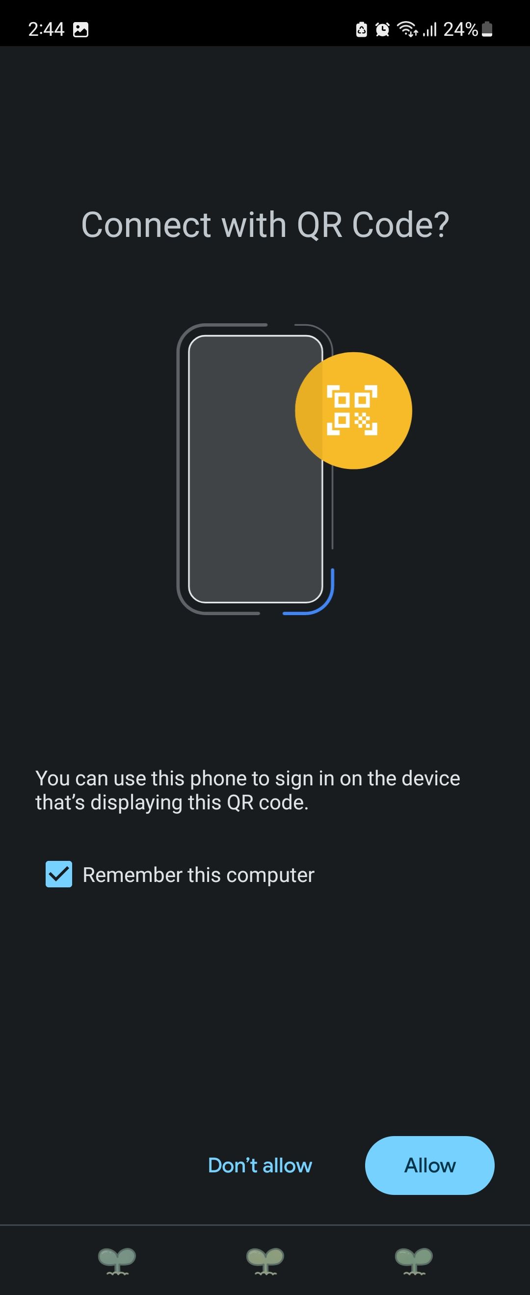 QRコード読み取り後のスマホ