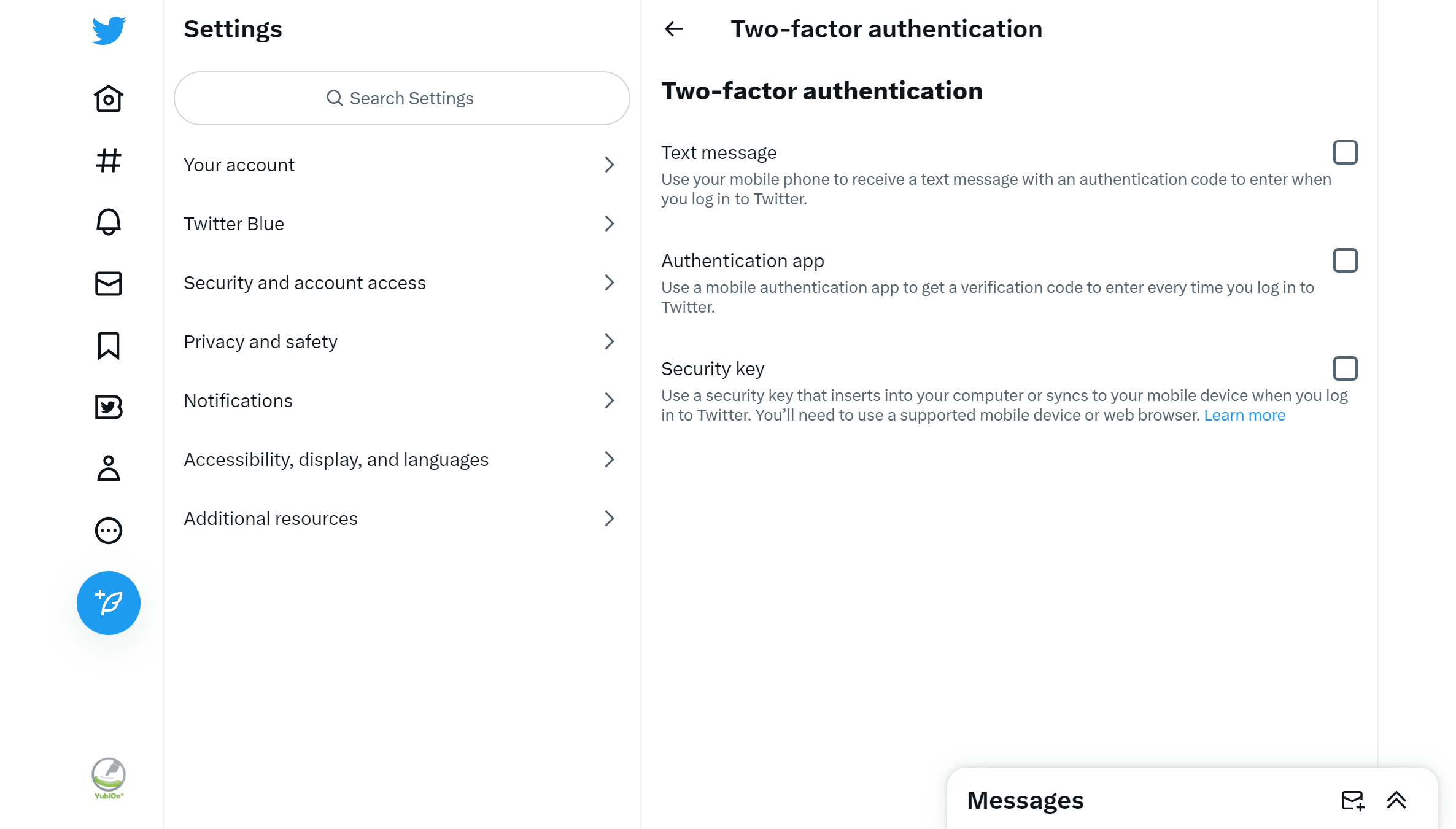 Two-factor Authentication Login to Twitter with YubiKey